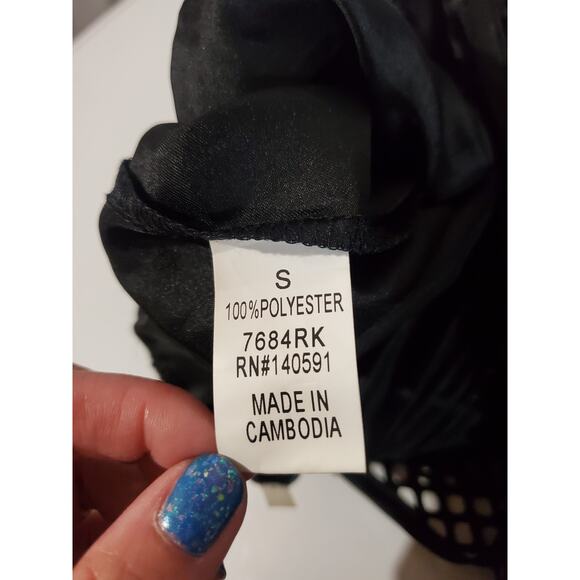 CQ by CQ Sheer Mesh Sequin Embellished 1/2 Sleeve Romper Womens Sz S Party Club - Picture 9 of 11